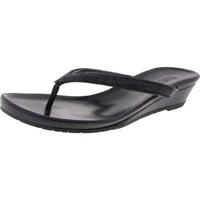 Kenneth Cole Reaction Greattime Womens Rhinestone Manmade Wedge Sandals In Black