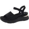 Kenneth Cole Reaction Hera Womens Embellished Faux Suede Wedge Sandals In Black