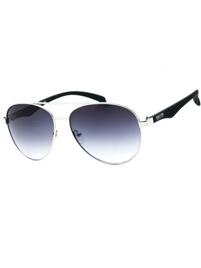 Kenneth Cole Reaction Kc1318 Gun Aviator Sunglasses In 10b - Shiny Light Nickeltin / Gradient Smoke