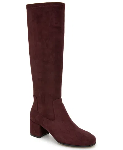 Kenneth Cole Reaction Kenneth Cole Women's Reaction Rida Knee High Stretch Boots In Burgundy