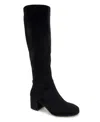 Kenneth Cole Reaction Rida Stretch Boot Womens Zipper Faux Suede Knee-high Boots In Black