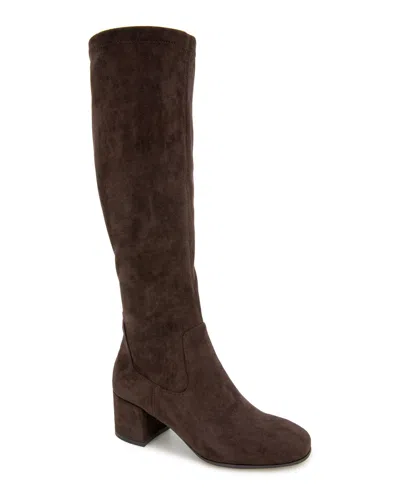 Kenneth Cole Reaction Kenneth Cole Women's Reaction Rida Knee High Stretch Boots In Chocolate
