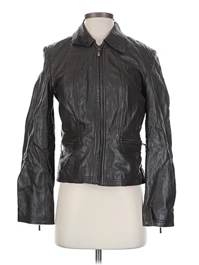 Pre-owned Kenneth Cole Reaction Leather Jacket In Black