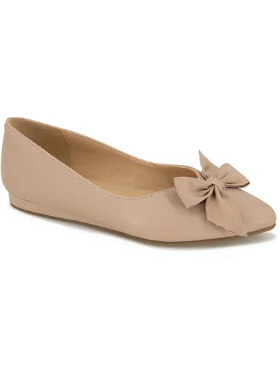 Kenneth Cole Reaction Lily Bow Womens Faux Leather Pointed Toe Loafers In Brown