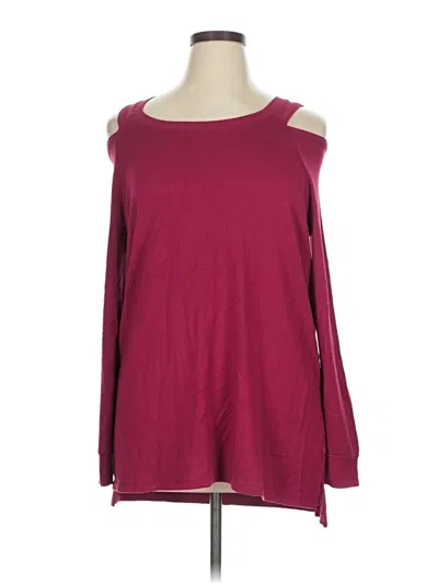 Pre-owned Kenneth Cole Reaction Long Sleeve Top Burgundy Cold Shoulder Neckline Tops