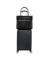 Kenneth Cole Reaction Chelsea Softside Chevron Expandable 2pc 20" Carry-on Luggage + Matching 15" Laptop Tote Set In Black