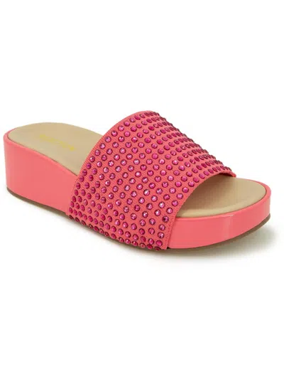 Kenneth Cole Reaction Maila Jewel Womens Rhinestone Peep-toe Wedge Sandals In Pink