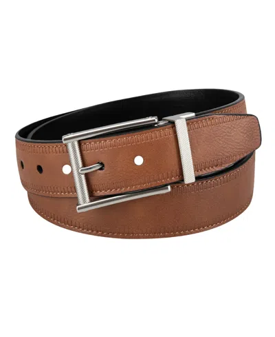 Kenneth Cole Reaction Men's 2-in-1 Modern Reversible Stretch Casual Belt In Cognac,black
