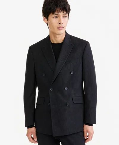Kenneth Cole Reaction Men's Black Pinstripe Slim Techni-cole Suit Jacket
