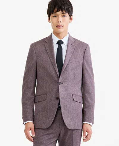 Kenneth Cole Reaction Men's Eggplant Herringbone Slim Techni-cole Suit Jacket In Purple