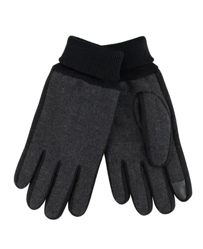 Kenneth Cole Reaction Men's Herringbone Winter Gloves In Black