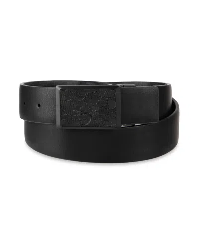 Kenneth Cole Reaction Men's Reversible Compression Plaque Buckle Belt In Black