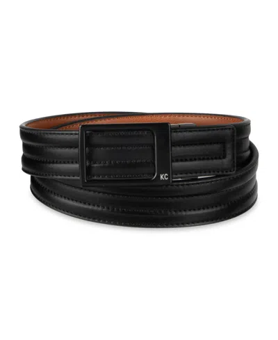 Kenneth Cole Reaction Men's Reversible Compression Plaque Locking Buckle Belt In Black