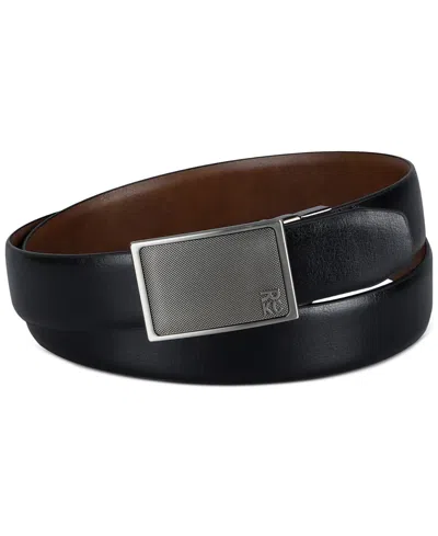 Kenneth Cole Reaction Men's Reversible Faux-leather Compression-buckle Belt In Black,brown