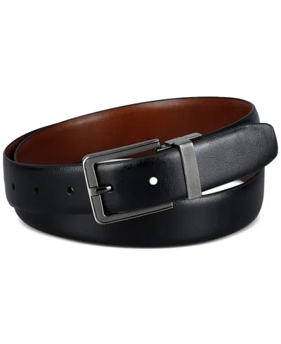 Kenneth Cole Reaction Men's Reversible Faux-leather Harness-buckle Belt In Black,brown