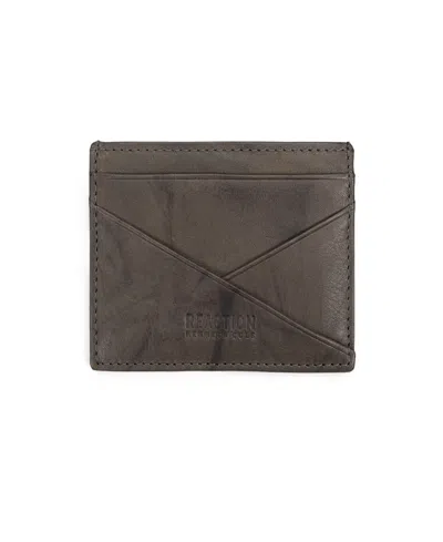 Kenneth Cole Reaction Men's Rfid Leather Slimfold Wallet With Removable Magnetic Card Case In Gray