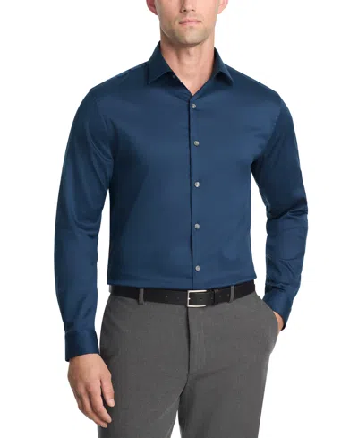 Kenneth Cole Reaction Men's Slim Fit Stretch Dress Shirt In Blue
