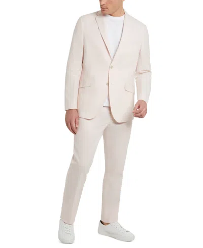 Kenneth Cole Reaction Men's Slim-fit Stretch Linen Solid Suit In Pink
