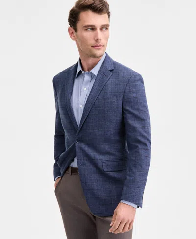 Kenneth Cole Reaction Men's Slim-fit Techni-cole Plaid Sport Coat In Blue