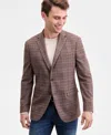 Kenneth Cole Reaction Men's Slim-fit Techni-cole Plaid Sport Coat In Brown