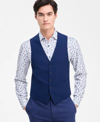 Kenneth Cole Reaction Men's Slim-fit Techni-cole Suit Separate Vest In Blue