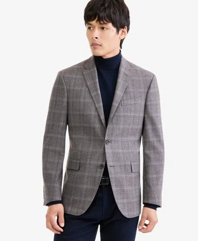 Kenneth Cole Reaction Men's Slim-fit Techni-cole Plaid Sport Coat In Brown Blue Plaid
