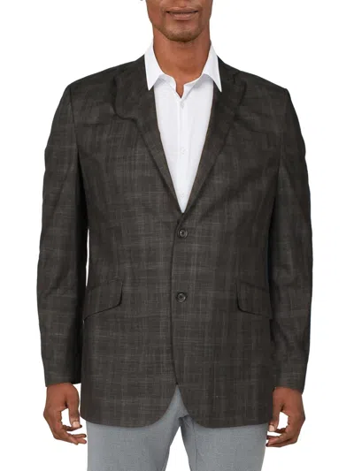 Kenneth Cole Reaction Mens Glen Plaid Business Two-button Blazer In Grey