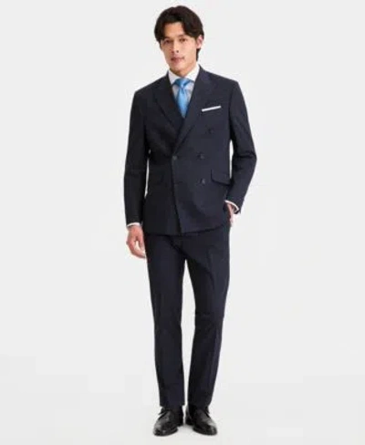 Kenneth Cole Reaction Mens Slim Fit Double Breasted Pinstripe Suit Separates In Blue