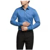Kenneth Cole Reaction Mens Stretch Solid Button-down Shirt In Blue