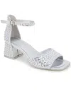 Kenneth Cole Reaction Nori Womens Ankle Strap Block Heel Pumps In Silver