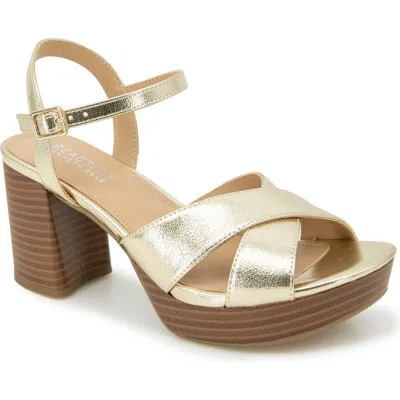 Kenneth Cole Reaction Reeva Platform Sandal In Gold Metallic