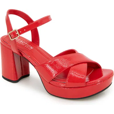 Kenneth Cole Reaction Reeva Platform Sandal In Red Patent