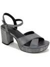 Kenneth Cole Reaction Reeva Platform Womens Faux Suede Platforms Ankle Strap In Silver