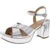 Kenneth Cole Reaction Reeva Platform Womens Criss-cross Front Buckle Ankle Strap In Silver