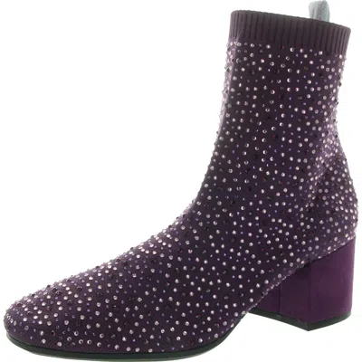 Kenneth Cole Reaction Rida Stretch Jewel Womens Rhinestone Ribbed Knit Ankle Boots