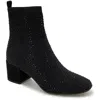 Kenneth Cole Reaction Rida Stretch Jewel Womens Rhinestone Ribbed Knit Ankle Boots In Black
