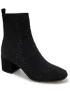 Kenneth Cole Reaction Rida Stretch Jewel Womens Rhinestone Ribbed Knit Ankle Boots In Black