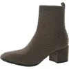 Kenneth Cole Reaction Rida Stretch Jewel Womens Rhinestone Ribbed Knit Ankle Boots In Gold