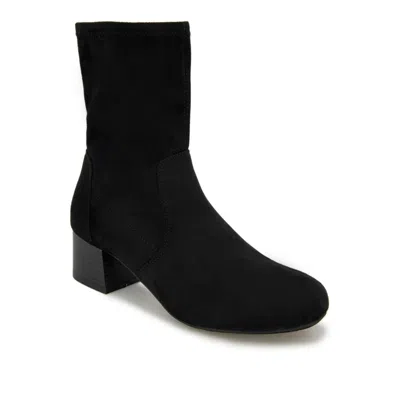 KENNETH COLE REACTION ROAD BOOTS WOMEN BLACK FAUX SUEDE DRESS BOOTIE LION473