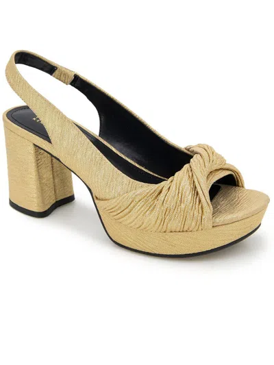 Kenneth Cole Reaction Rylee Womens Faux Leather Peep Toe Block Heels In Gold