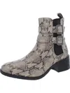 Kenneth Cole Reaction Salt Biker Jewel Womens Faux Leather Ankle Ankle Boots In Multi