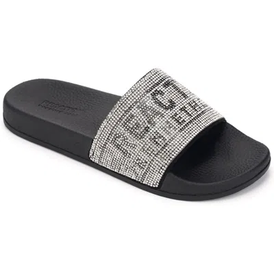 Kenneth Cole Reaction Screen Jewel Womens Rhinestone Slip On Slide Sandals In Black