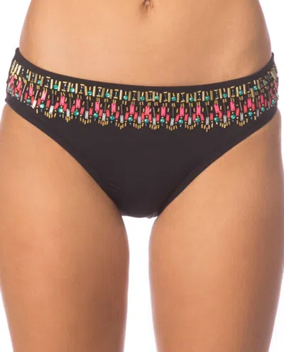 Kenneth Cole Reaction Sea Gypsy Hipster Bikini Bottom In Solid Black In Multi