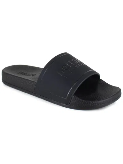 Kenneth Cole Reaction Setia Logo Slide Womens Slip-on Logo Pool Slides In Black