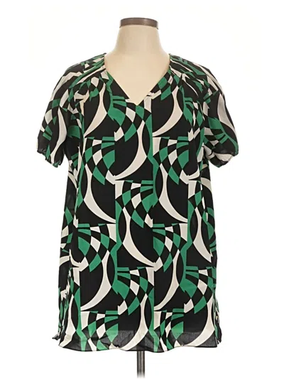 Pre-owned Kenneth Cole Reaction Short Sleeve Blouse In Green