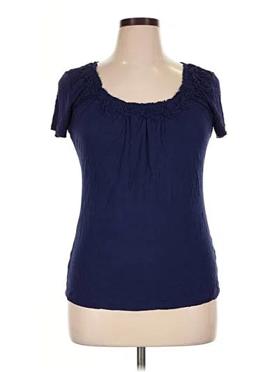 Pre-owned Kenneth Cole Reaction Short Sleeve Top Blue Scoop Neck Tops