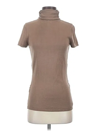 Pre-owned Kenneth Cole Reaction Short Sleeve Top Brown High Neck Tops