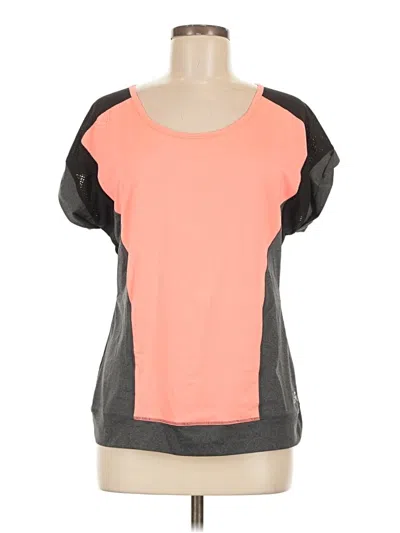 Pre-owned Kenneth Cole Reaction Short Sleeve Top Orange Color Block Pattern Scoop Neck Tops