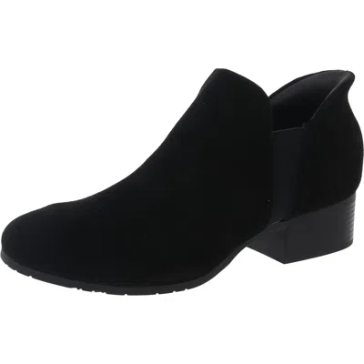 Kenneth Cole Reaction Side Ez On Womens Block Heel Suede Booties In Black