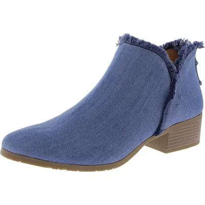 Kenneth Cole Reaction Side Skip Womens Padded Insole Block Heel Chelsea Boots In Denim